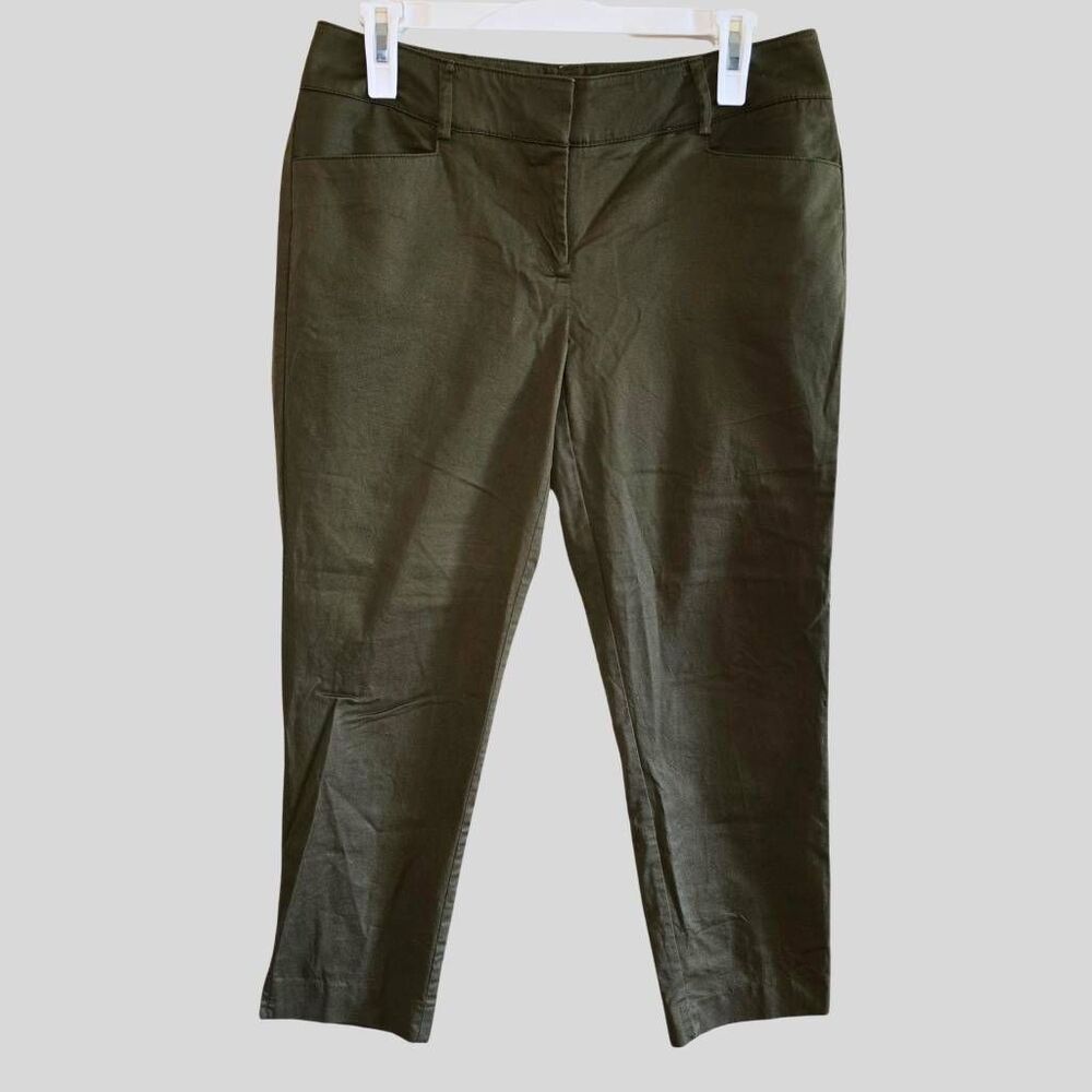 New York & Company Cropped Pants Women’s Size 4 Green Stretch Cotton Ankle